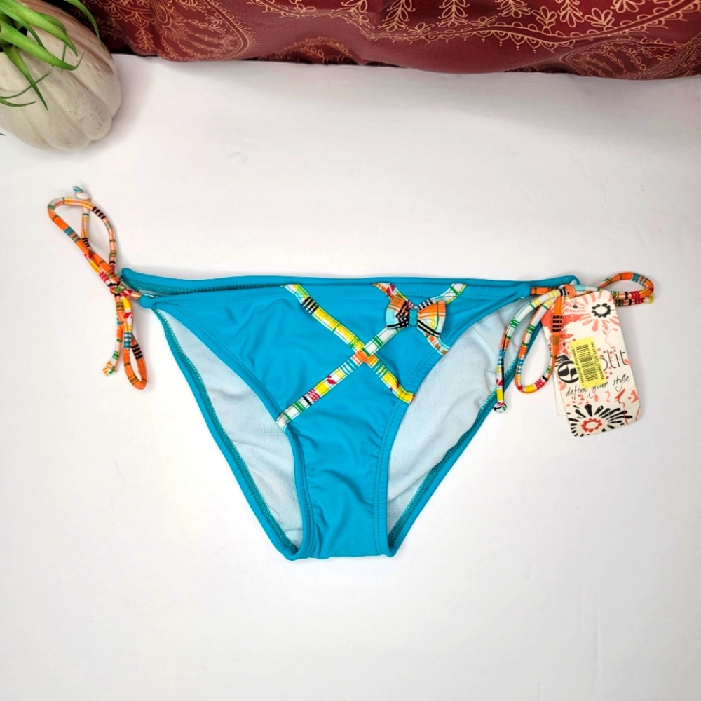 Split Bikini Bottom Teal Blue Size Medium NWT